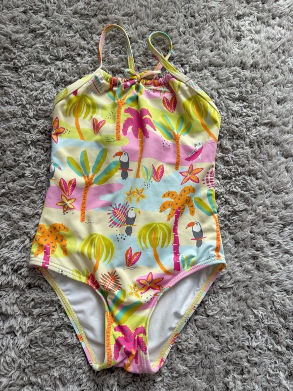 NWT Zara Girls' Tropical Palm One-Piece Swimsuit - Multicolor 2T